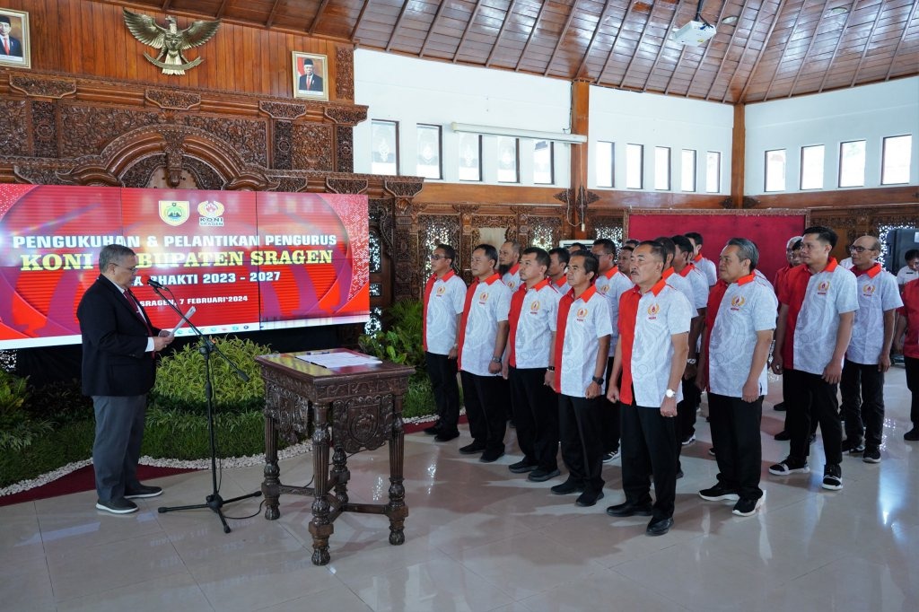 Pengurus Komite Olahraga Nasional Indonesia (KONI) Kabupaten Sragen periode 2024 – 2027 resmi dilantik Ketua Umum KONI Jawa Tengah