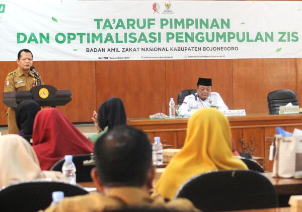 Acara ta’aruf pimpinan dan optimalisasi pengumpulan ZIS yang digelar di gedung Angling Dharma Lt. 2 gedung Pemkab Bojonegoro