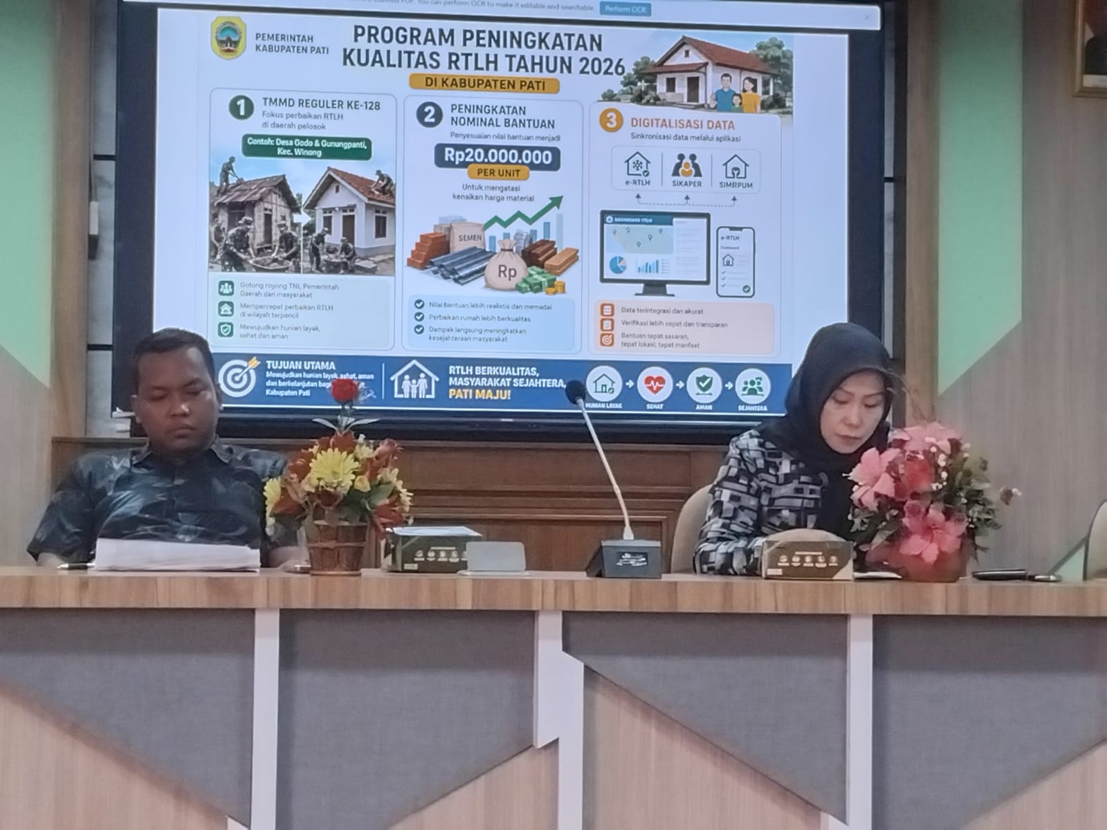 Dua anggota Komisi C DPRD Pati hadiri Rakor Forum PKP di rang rapat Rajawali Bapperida, siang tadi