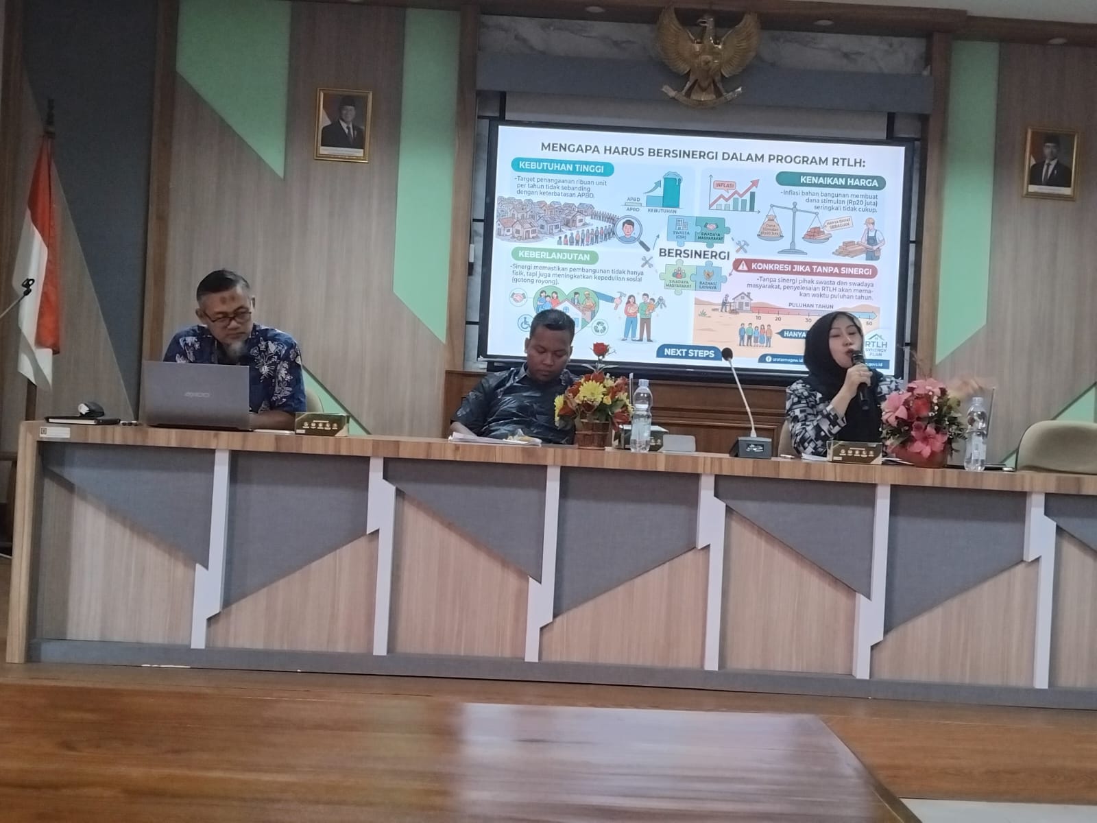 Hj. Muntamah saat menjadi narasumber dalam Rakor Pokja dan Forum PKP di kantor Bapperinda Pati